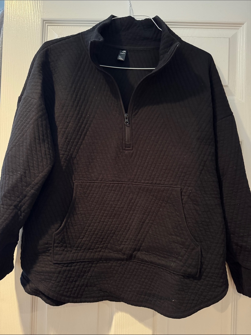 GAP Black Quilted Quarter-Zip Pullover